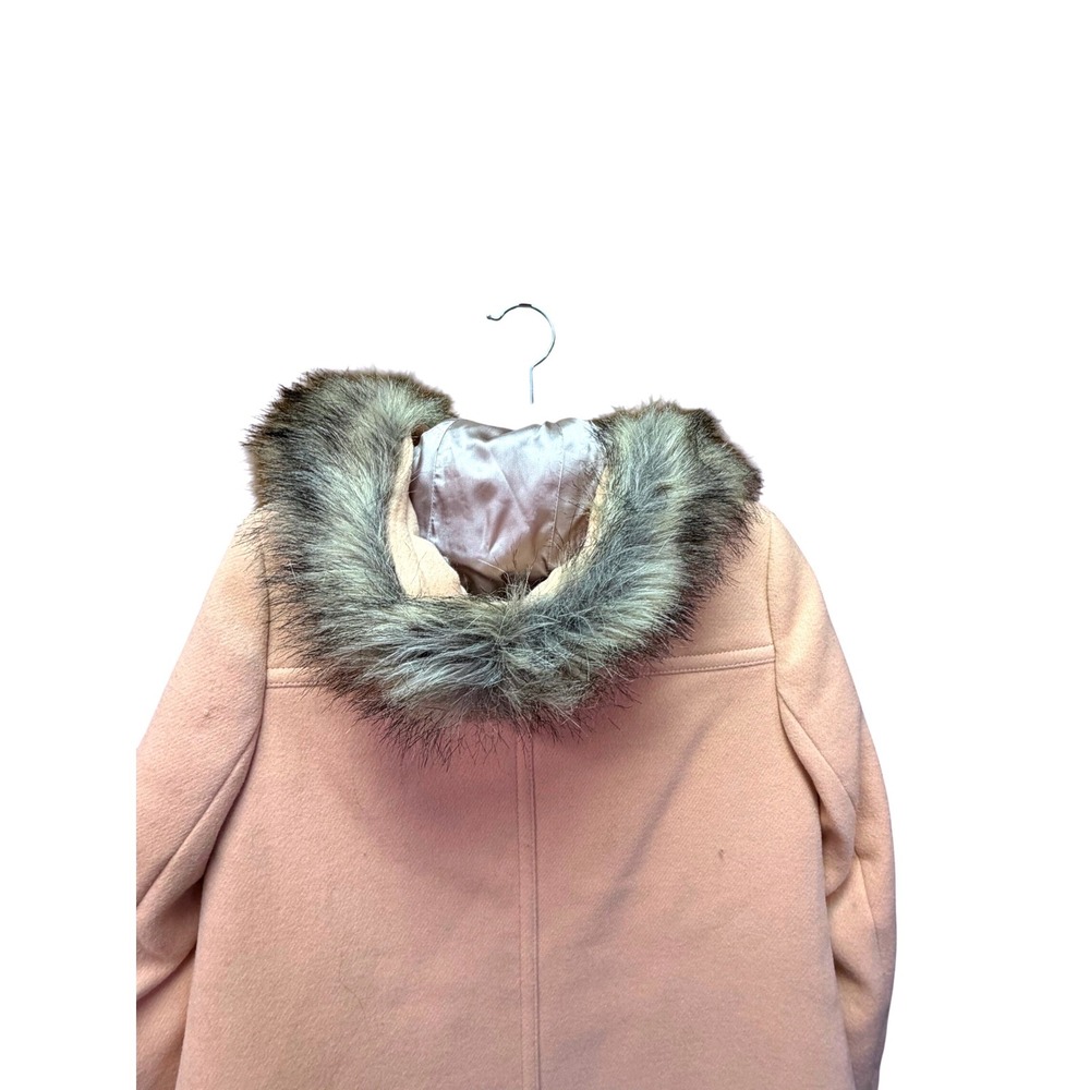 NWT J.Crew Chateau Parka Peach Wool Blend Faux Fur Hood Coat E3931 Size 0 - Picture 4 of 7
